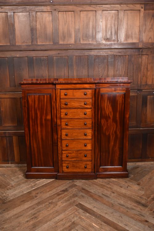 VICTORIAN MAHOGANY WELLINGTON CHEST WITH SIDE CUPBOARDS - ADDITIONAL PHOTO 9