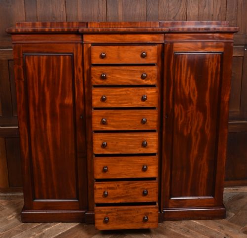 VICTORIAN MAHOGANY WELLINGTON CHEST WITH SIDE CUPBOARDS - ADDITIONAL PHOTO 11