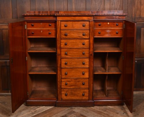 VICTORIAN MAHOGANY WELLINGTON CHEST WITH SIDE CUPBOARDS - ADDITIONAL PHOTO 12
