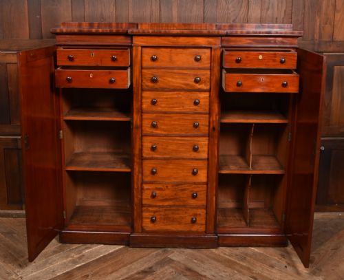VICTORIAN MAHOGANY WELLINGTON CHEST WITH SIDE CUPBOARDS - ADDITIONAL PHOTO 15