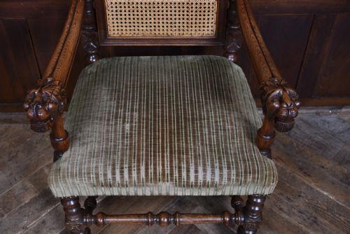 VICTORIAN OAK BERGERE ARMCHAIR - ADDITIONAL PHOTO 3