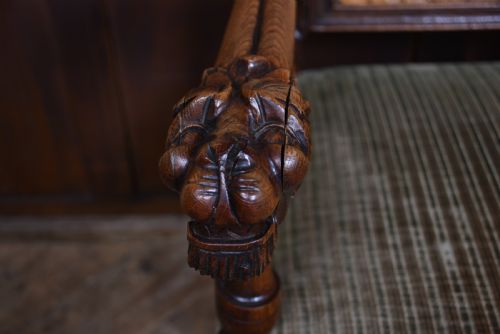VICTORIAN OAK BERGERE ARMCHAIR - ADDITIONAL PHOTO 6