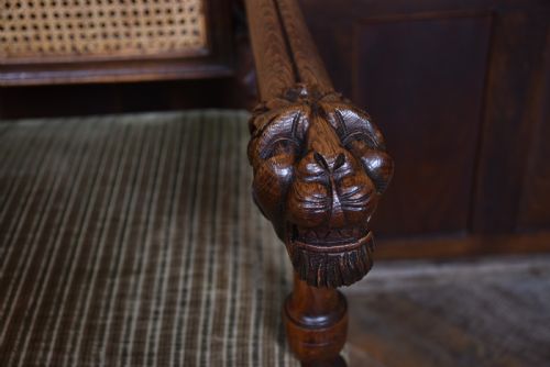 VICTORIAN OAK BERGERE ARMCHAIR - ADDITIONAL PHOTO 7