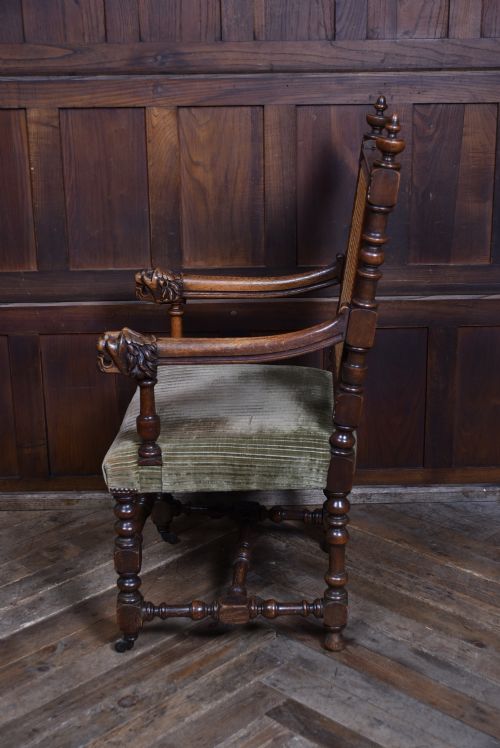 VICTORIAN OAK BERGERE ARMCHAIR - ADDITIONAL PHOTO 14