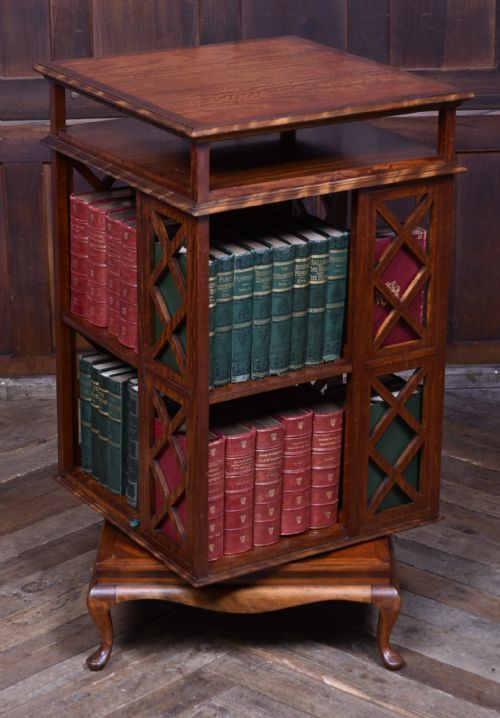 edwardian satinwood revolving bookcase - CATEGORY: ANTIQUE BOOKCASES - DATED EDWARDIAN