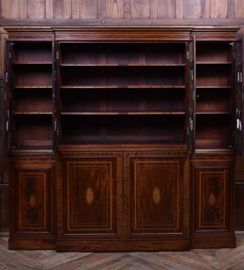 EDWARDIAN MAHOGANY BREAKFRONT BOOKCASE - ADDITIONAL PHOTO 12