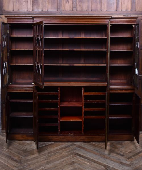 EDWARDIAN MAHOGANY BREAKFRONT BOOKCASE - ADDITIONAL PHOTO 13