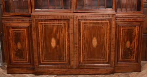 EDWARDIAN MAHOGANY BREAKFRONT BOOKCASE - ADDITIONAL PHOTO 18