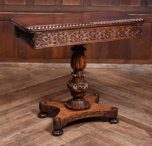 19th century padouk fold over games table - CATEGORY: ANTIQUE TABLES - DATED 19TH CENTURY