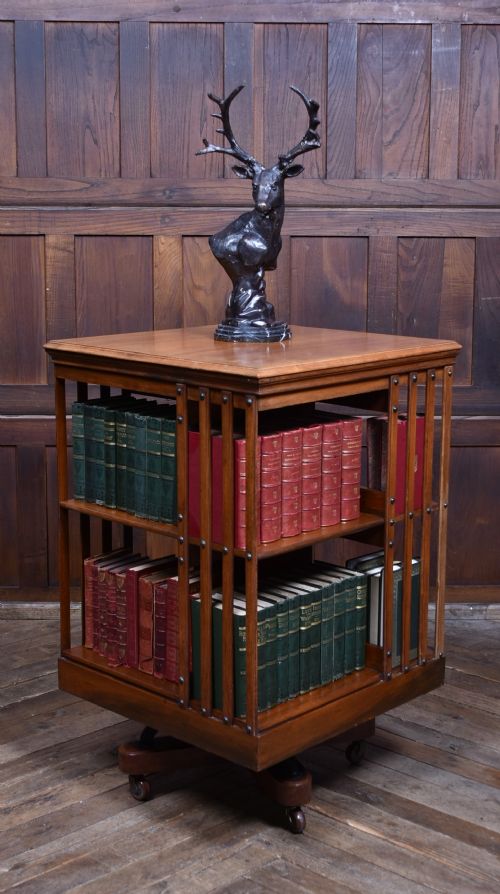edwardian walnut revolving bookcase - CATEGORY: ANTIQUE BOOKCASES - DATED EDWARDIAN