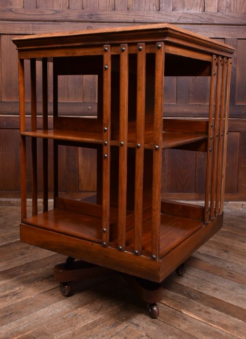 EDWARDIAN WALNUT REVOLVING BOOKCASE - ADDITIONAL PHOTO 4