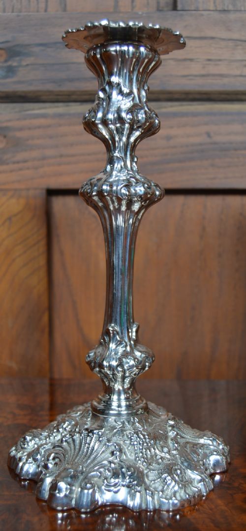 PAIR OF VICTORIAN SILVER PLATE CANDLE STICKS - ADDITIONAL PHOTO 2