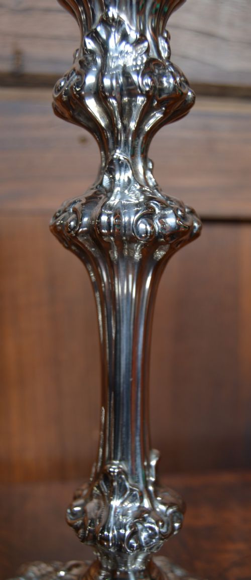 PAIR OF VICTORIAN SILVER PLATE CANDLE STICKS - ADDITIONAL PHOTO 4