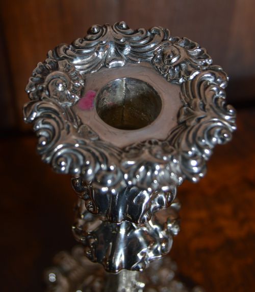 PAIR OF VICTORIAN SILVER PLATE CANDLE STICKS - ADDITIONAL PHOTO 6