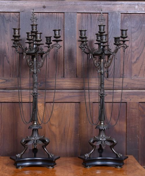 PAIR OF FRENCH BRONZE CANDELABRAS