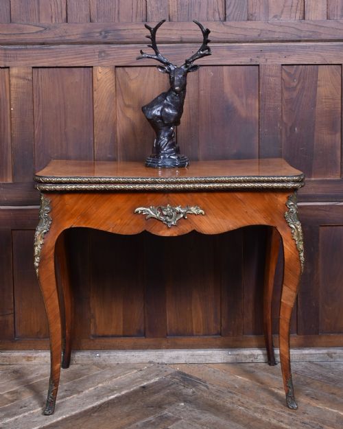 victorian marquetry card table - CATEGORY: ANTIQUE TABLES - DATED VICTORIAN