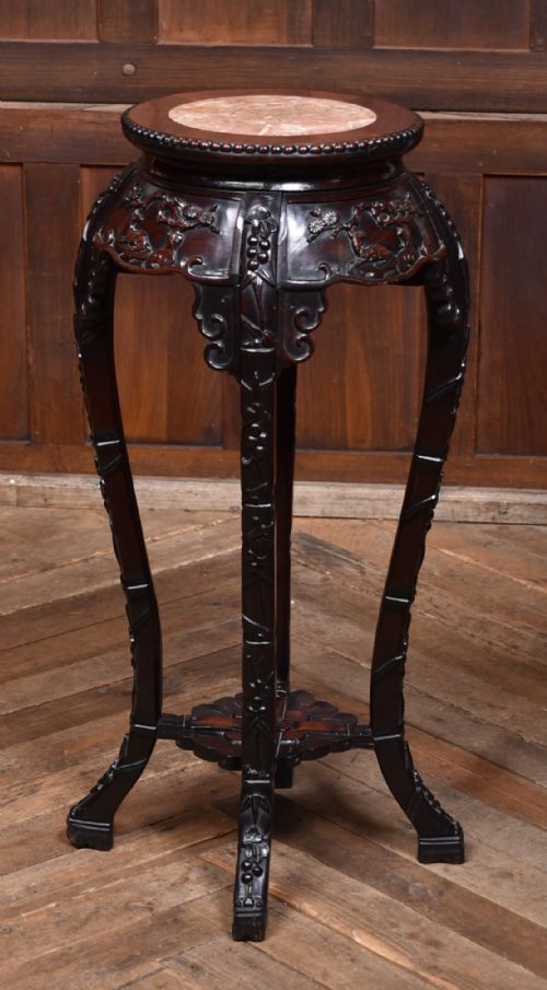 CHINESE MARBLE TOP VASE PLANT STAND - ADDITIONAL PHOTO 2