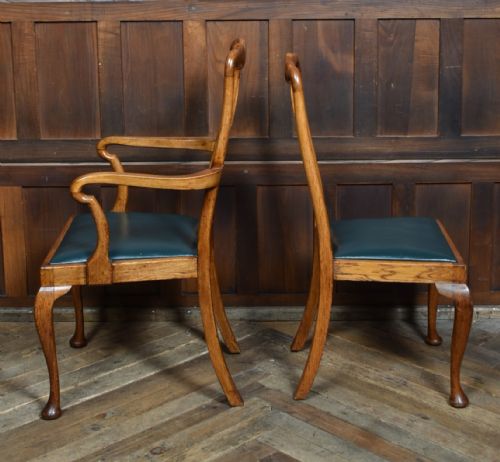 12 QUEEN ANNE STYLE OAK CHAIRS - ADDITIONAL PHOTO 3