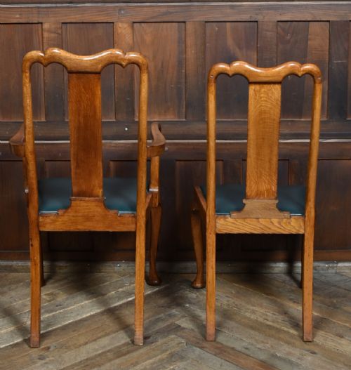 12 QUEEN ANNE STYLE OAK CHAIRS - ADDITIONAL PHOTO 4