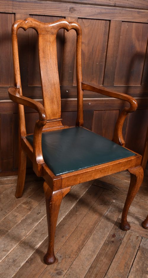 12 QUEEN ANNE STYLE OAK CHAIRS - ADDITIONAL PHOTO 6
