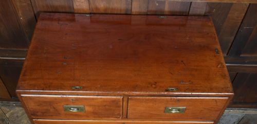 VICTORIAN MAHOGANY CAMPAIGN CHEST - ADDITIONAL PHOTO 14