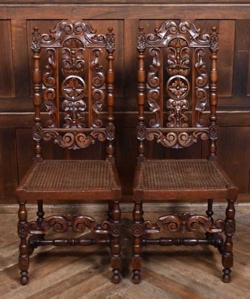 pair of victorian oak bergere side chairs - CATEGORY: ANTIQUE CHAIRS - DATED VICTORIAN