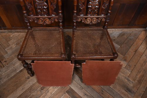 PAIR OF VICTORIAN OAK BERGERE SIDE CHAIRS - ADDITIONAL PHOTO 6