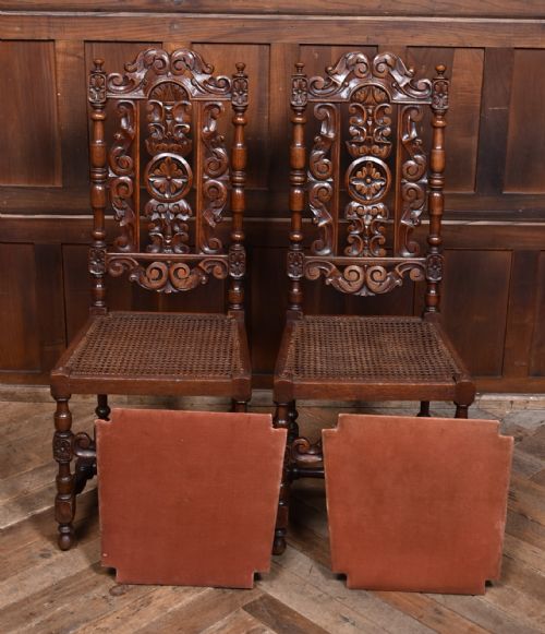 PAIR OF VICTORIAN OAK BERGERE SIDE CHAIRS - ADDITIONAL PHOTO 7