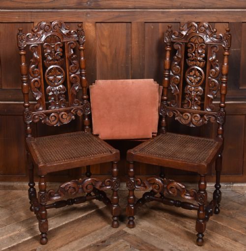 PAIR OF VICTORIAN OAK BERGERE SIDE CHAIRS - ADDITIONAL PHOTO 14