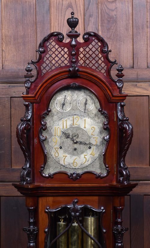9FT MAHOGANY LONG CASE GRANDFATHER CLOCK - ADDITIONAL PHOTO 1