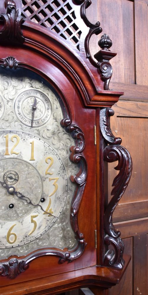 9FT MAHOGANY LONG CASE GRANDFATHER CLOCK - ADDITIONAL PHOTO 12