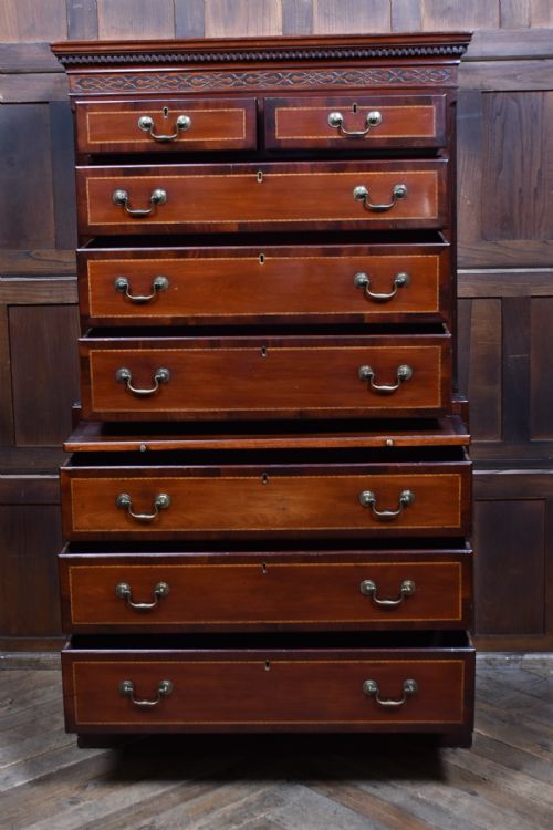 GEORGIAN MAHOGANY CHEST ON CHEST - ADDITIONAL PHOTO 5