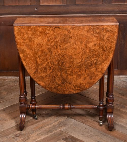 VICTORIAN BURR WALNUT SUTHERLAND TABLE - ADDITIONAL PHOTO 1
