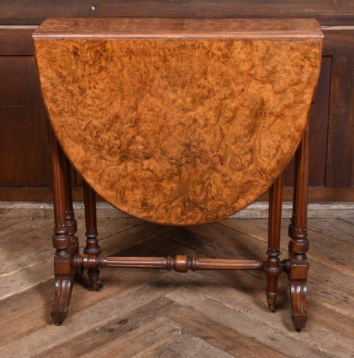 VICTORIAN BURR WALNUT SUTHERLAND TABLE - ADDITIONAL PHOTO 4