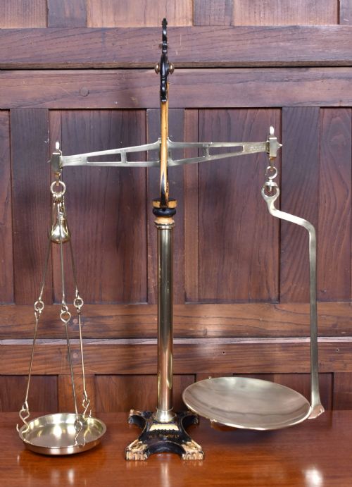 EDWARDIAN BRASS SHOPKEEPER'S SCALES - ADDITIONAL PHOTO 15