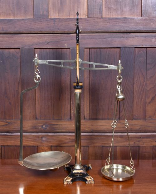 EDWARDIAN BRASS SHOPKEEPER'S SCALES - ADDITIONAL PHOTO 18