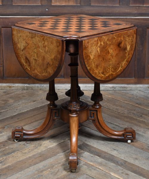 victorian walnut dropleaf games table - CATEGORY: ANTIQUE TABLES - DATED VICTORIAN