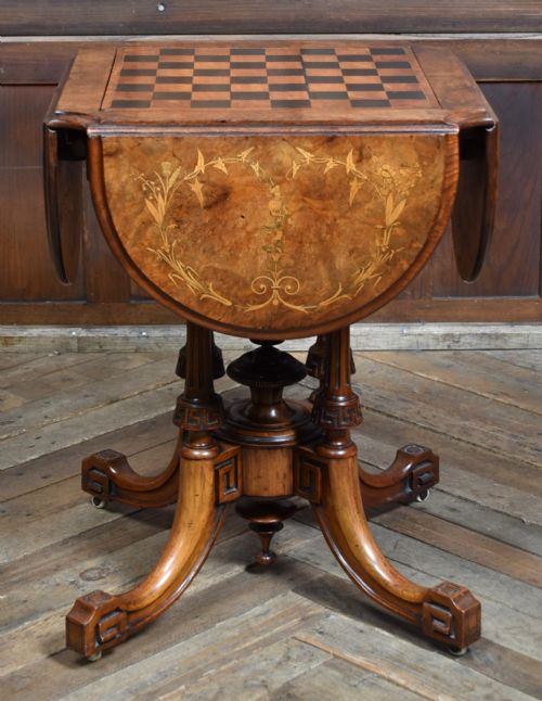 VICTORIAN WALNUT DROPLEAF GAMES TABLE - ADDITIONAL PHOTO 6