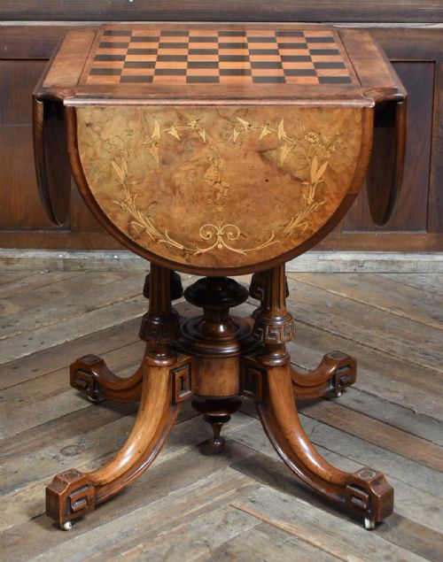 VICTORIAN WALNUT DROPLEAF GAMES TABLE - ADDITIONAL PHOTO 9
