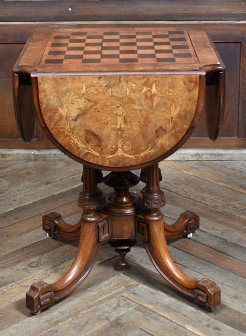 VICTORIAN WALNUT DROPLEAF GAMES TABLE - ADDITIONAL PHOTO 12