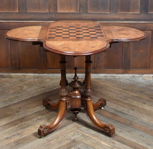 VICTORIAN WALNUT DROPLEAF GAMES TABLE - ADDITIONAL PHOTO 18