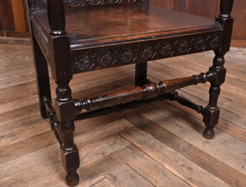 19TH CENTURY OAK HALL CHAIR - ADDITIONAL PHOTO 2