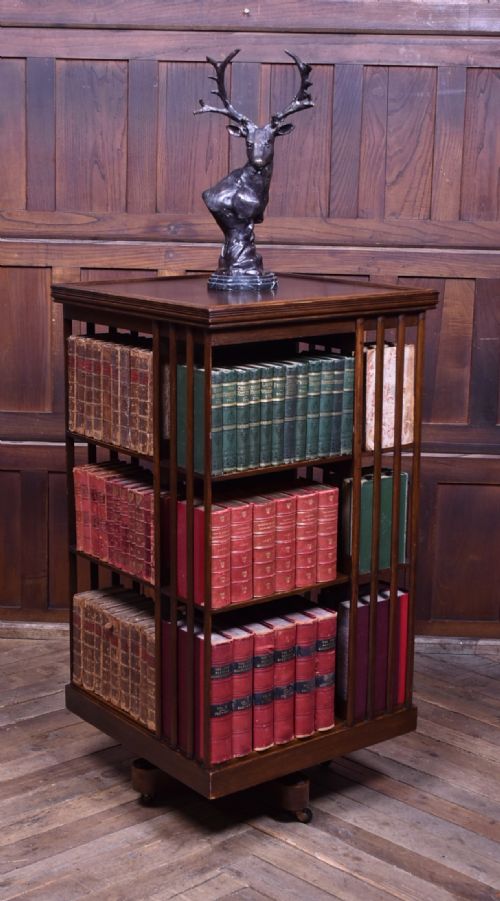 EDWARDIAN OAK REVOLVING BOOKCASE - ADDITIONAL PHOTO 1