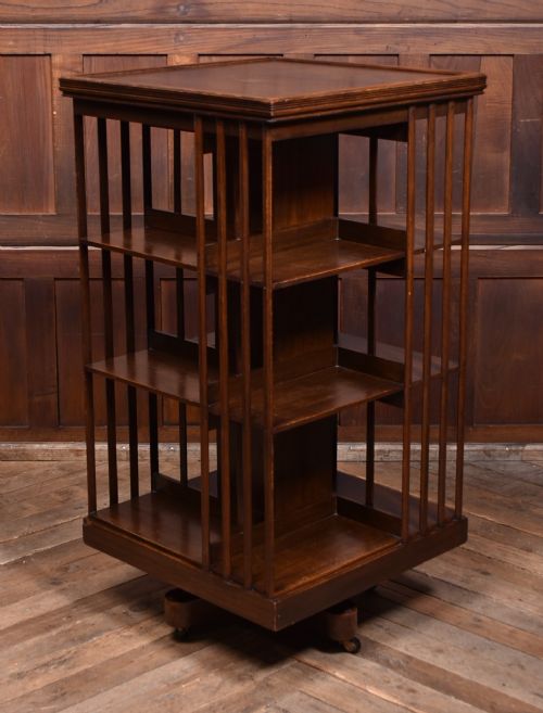 EDWARDIAN OAK REVOLVING BOOKCASE - ADDITIONAL PHOTO 3
