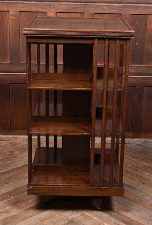 EDWARDIAN OAK REVOLVING BOOKCASE - ADDITIONAL PHOTO 5