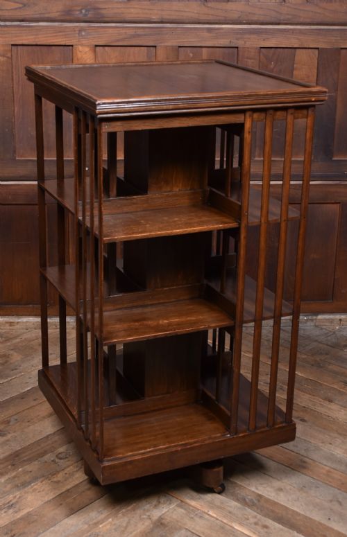 EDWARDIAN OAK REVOLVING BOOKCASE - ADDITIONAL PHOTO 7