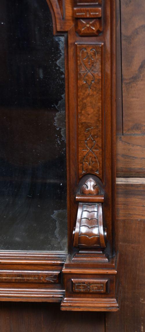 EDWARDIAN WALNUT OVER MANTLE MIRROR - ADDITIONAL PHOTO 2