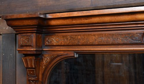 EDWARDIAN WALNUT OVER MANTLE MIRROR - ADDITIONAL PHOTO 3