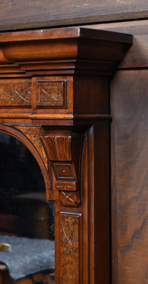 EDWARDIAN WALNUT OVER MANTLE MIRROR - ADDITIONAL PHOTO 4