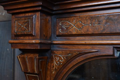 EDWARDIAN WALNUT OVER MANTLE MIRROR - ADDITIONAL PHOTO 9